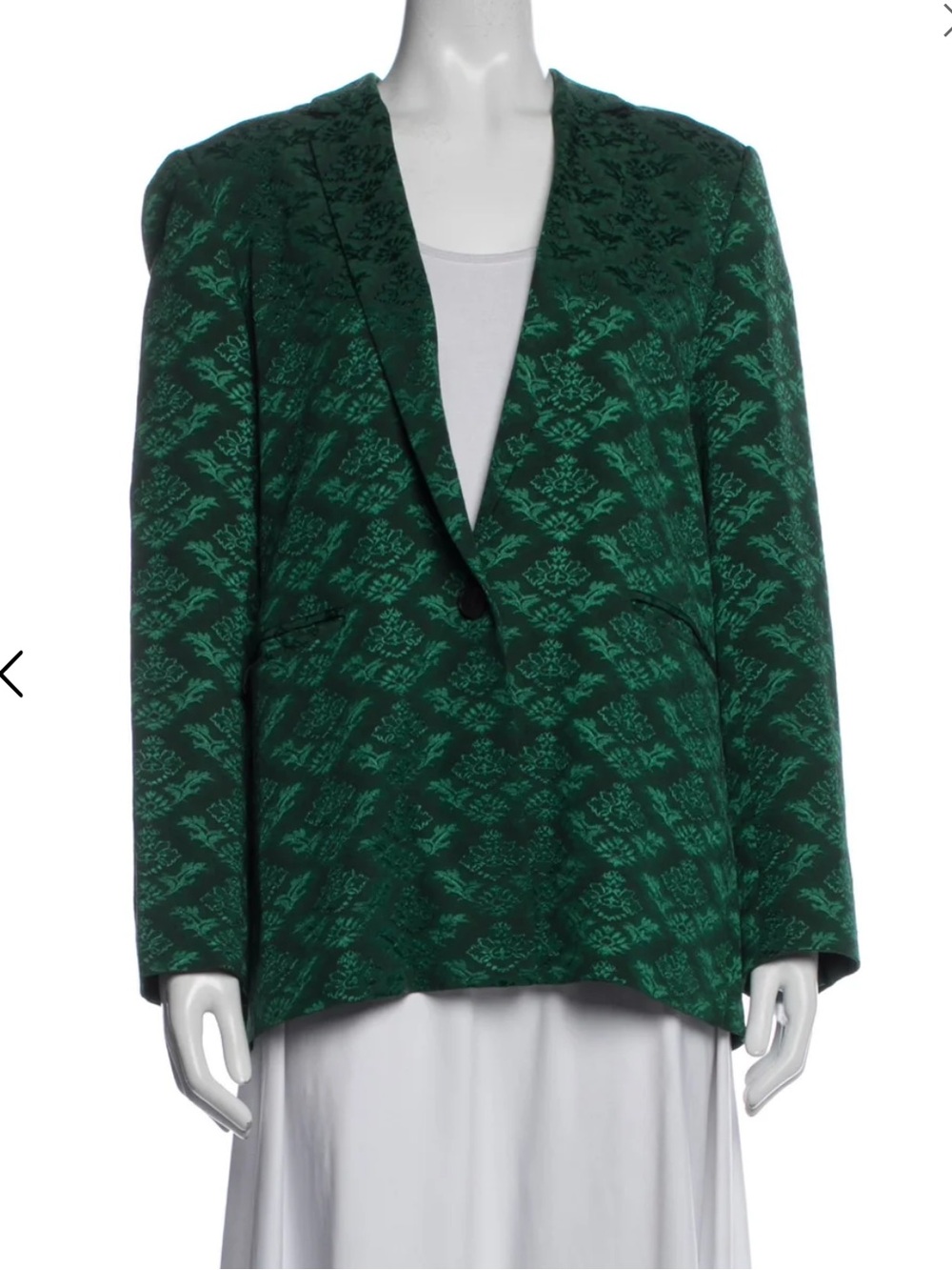 Sandro Emerald Green Patterned Single-Button Blazer
